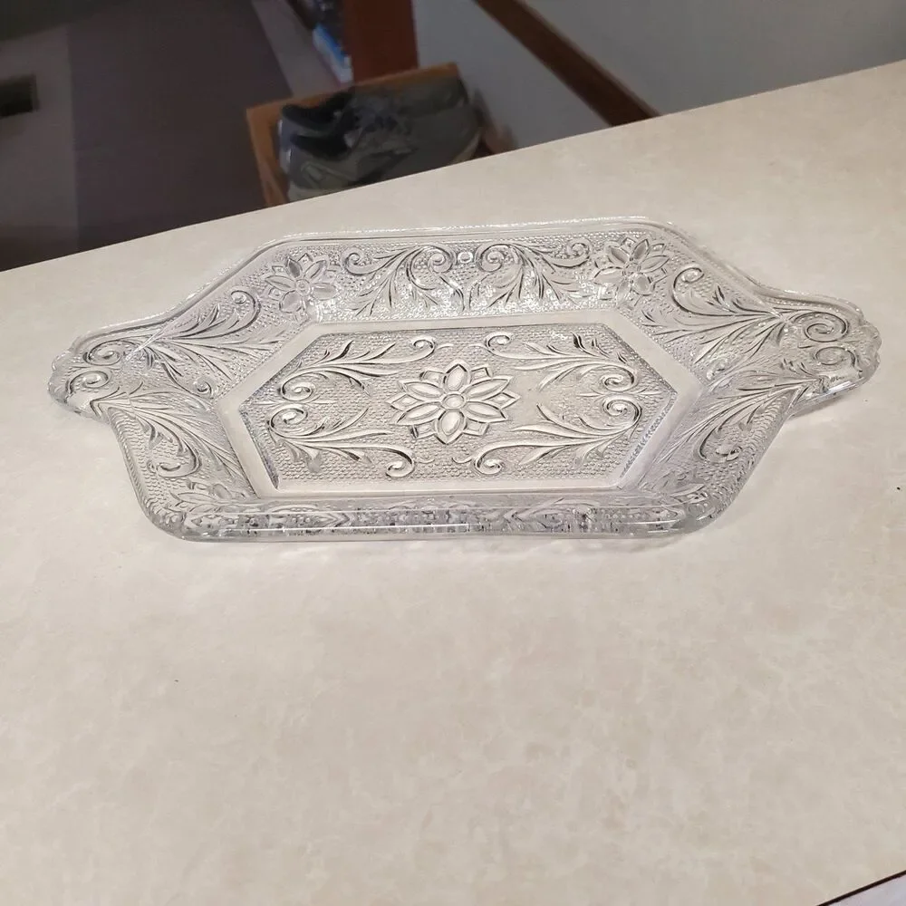 Indiana Glass Clear Sandwich Undertray for Diamond Creamer Sugar Bowl